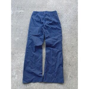 VTG Faded Glory Pants Womens 8 Blue Pinstripe Stretch Denim Straight Leg Dress